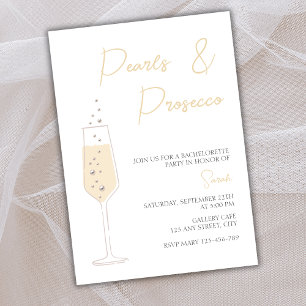 Pearls And Prosecco Elegant Bachelorette Party Invitation