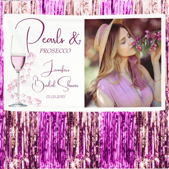 Pearls and Prosecco Elegant Bridal Shower Banner (Creator Uploaded)