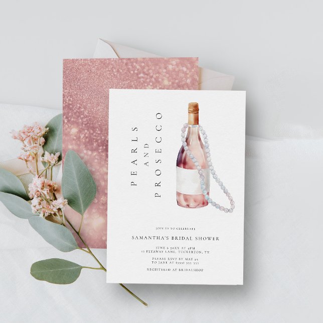 Pearls and Prosecco Elegant Bridal Shower Invitation (Creator Uploaded)