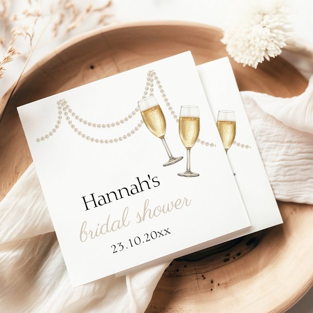 Pearls and prosecco Elegant bridal Shower Napkin (Creator Uploaded)