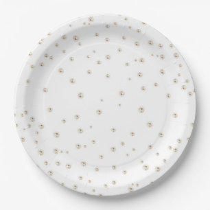 Pearls and prosecco Elegant bridal Shower Paper Plate