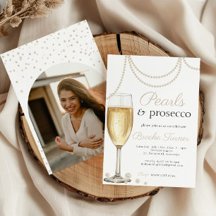 Pearls and Prosecco elegant Bridal Shower Photo Invitation
