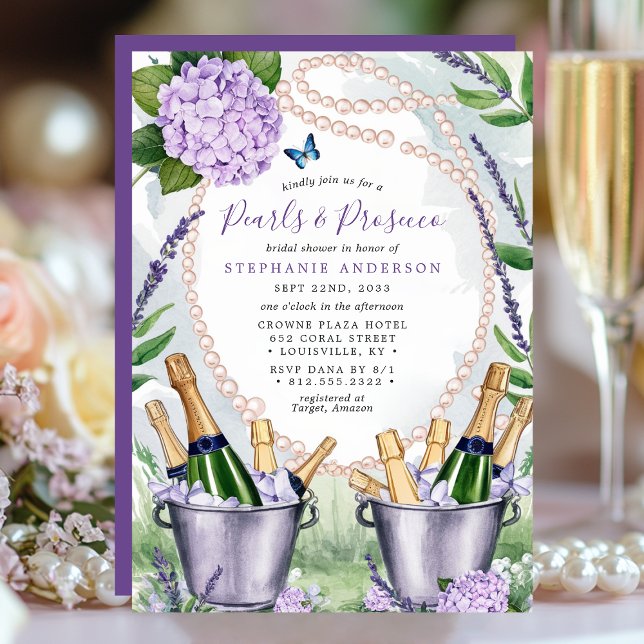 Pearls and Prosecco Elegant Garden Bridal Shower Invitation (Creator Uploaded)