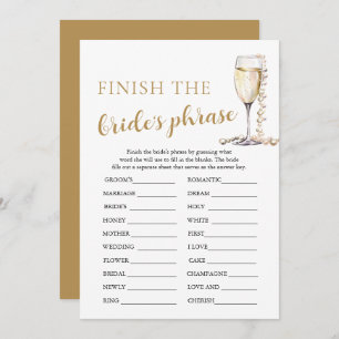 Pearls and Prosecco Finish the Bride's Phrase Game Invitation