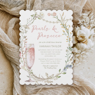 Pearls and Prosecco Floral Bridal Shower Invitation
