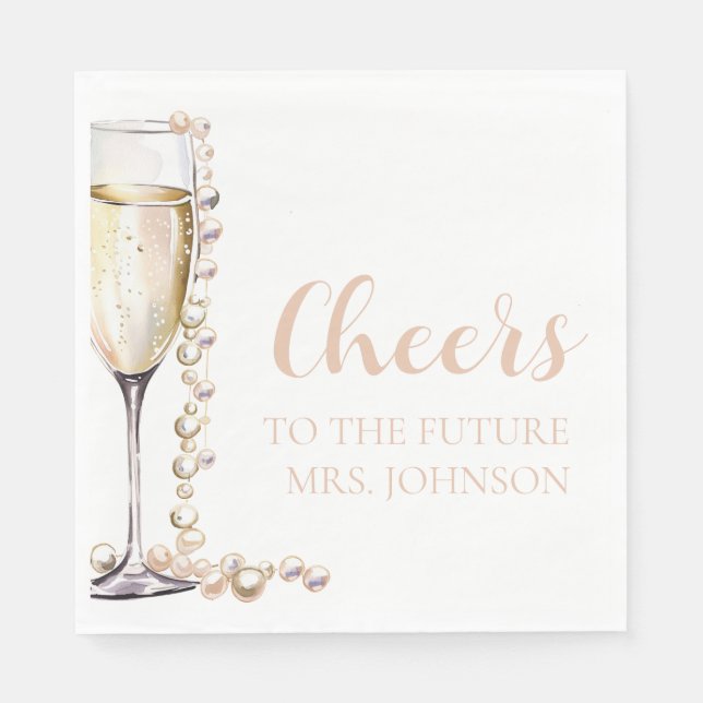 Pearls and Prosecco Future Mrs Bridal Shower Napkin (Front)