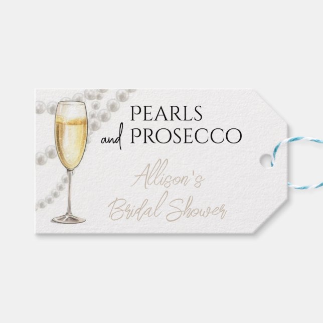 Pearls and Prosecco Gift Tags (Front (Horizontal))