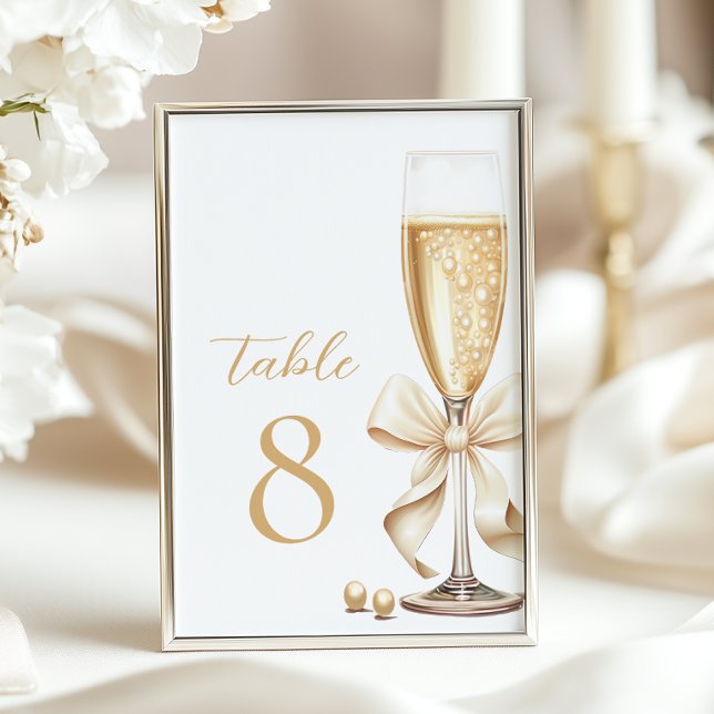 Pearls and Prosecco Gold Bow Table Numbers (Creator Uploaded)