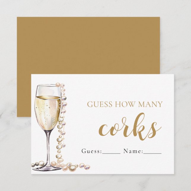 Pearls and Prosecco Guess How Many Corks Game Invitation (Front/Back)