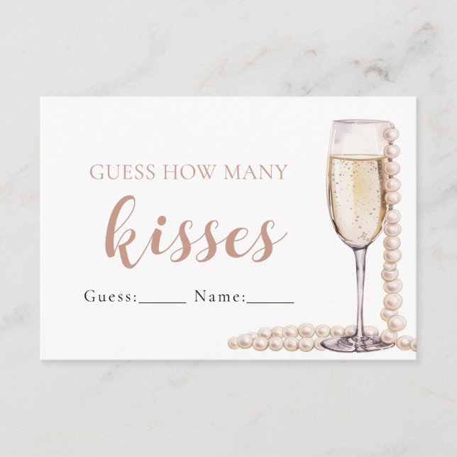 Pearls and Prosecco Guess How Many Kisses Game Enclosure Card (Front)