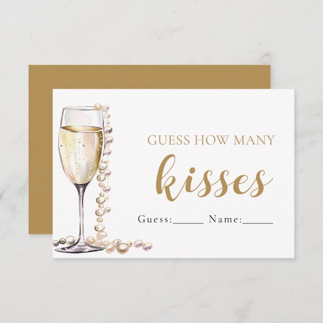 Pearls and Prosecco Guess How Many Kisses Game Invitation (Front/Back)