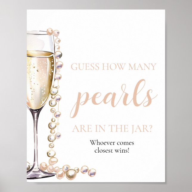 Pearls and Prosecco Guess How Many Pearls Game Poster (Front)