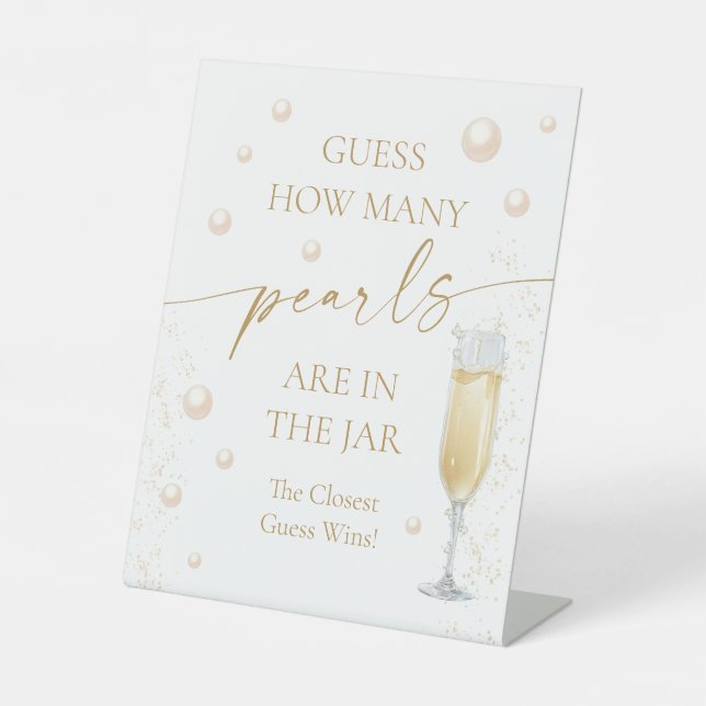 Pearls and Prosecco Guess How Many Pearls Pedestal Sign (Front)