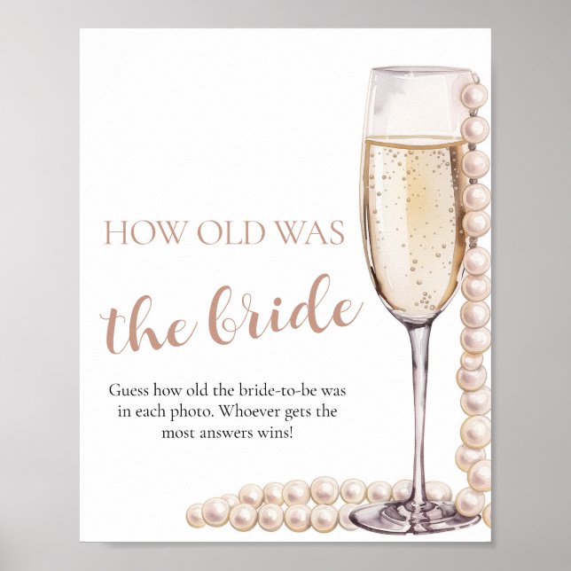 Pearls and Prosecco How Old was the Bride Game Poster (Front)