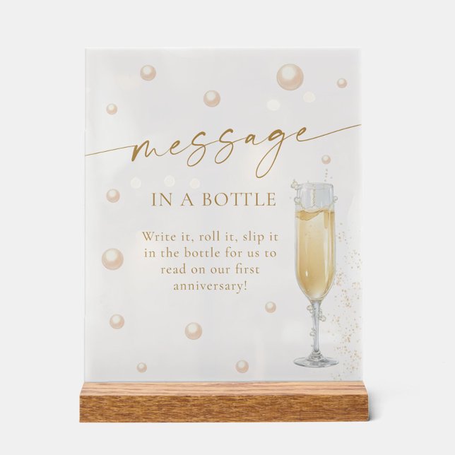 Pearls and Prosecco Message In A Bottle Game Acrylic Sign (Creator Uploaded)