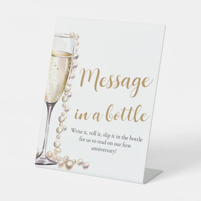 Pearls and Prosecco Message In A Bottle Sign Game (Front)