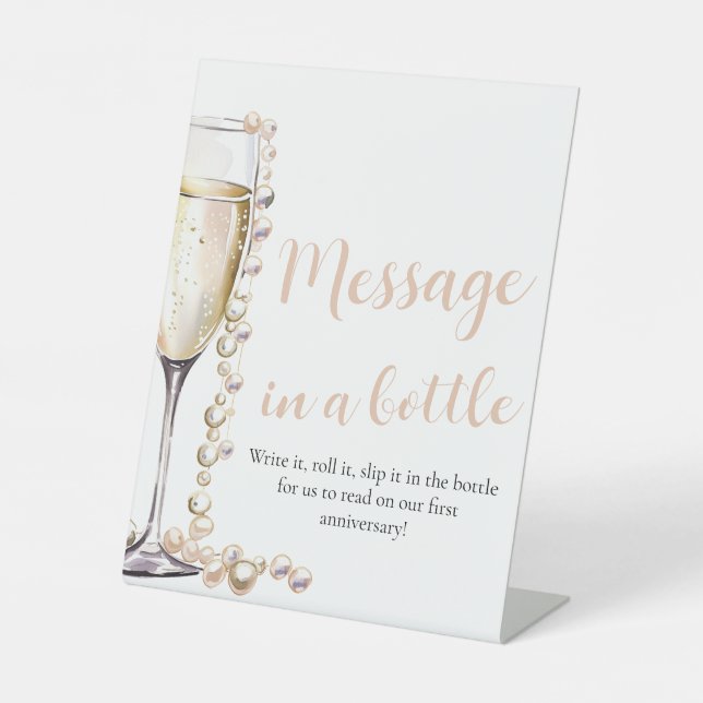 Pearls and Prosecco Message In A Bottle Sign Game (Front)