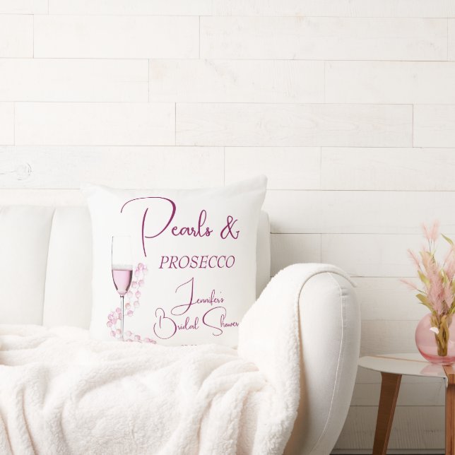 Pearls and Prosecco Modern Elegant Bridal Shower Cushion (Couch)