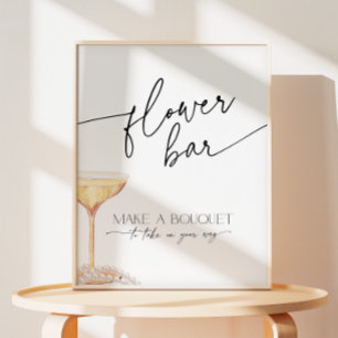 Pearls and Prosecco Neutral Flower Bar Favours Pedestal Sign