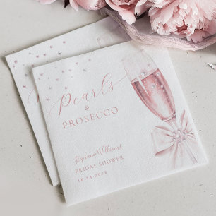 Pearls and Prosecco Pink Bridal Shower Napkin