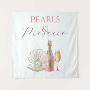 Pearls and Prosecco Pink Bridal Shower Tapestry