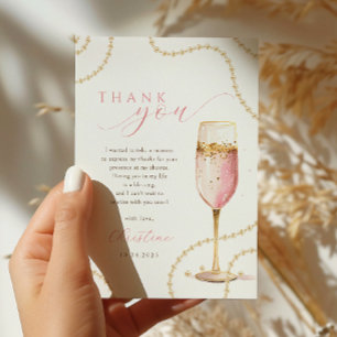 Pearls and Prosecco Pink Gold Bridal Shower Thank You Card