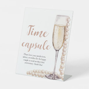 Pearls and Prosecco Time Capsule Bridal Shower  Pedestal Sign