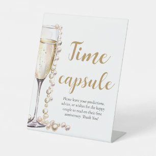 Pearls and Prosecco Time Capsule Bridal Shower  Pedestal Sign