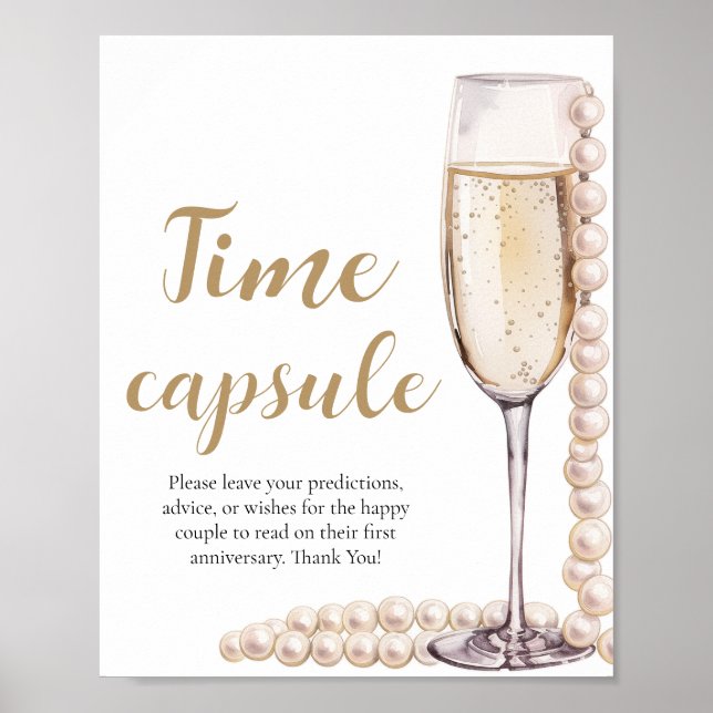 Pearls and Prosecco Time Capsule Bridal Shower  Poster (Front)