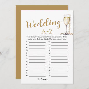 Pearls and Prosecco Wedding A-Z Bridal Shower Game Invitation