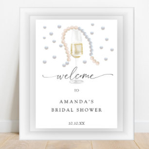 Pearls and Prosecco welcome bridal shower party Poster