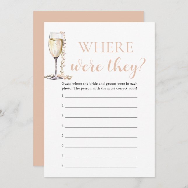 Pearls and Prosecco Where Were They Couple Game Invitation (Front/Back)