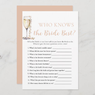 Pearls and Prosecco Who Knows the Bride Best Game Invitation
