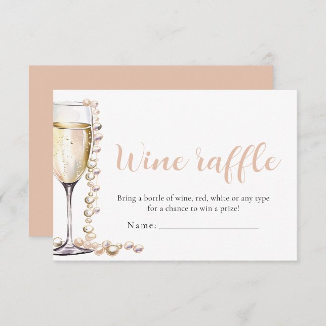 Pearls and Prosecco Wine Raffle Bridal Shower Game Enclosure Card (Front/Back)