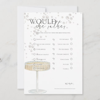 Pearls and Prosecco Would she Rather Bridal Game Invitation