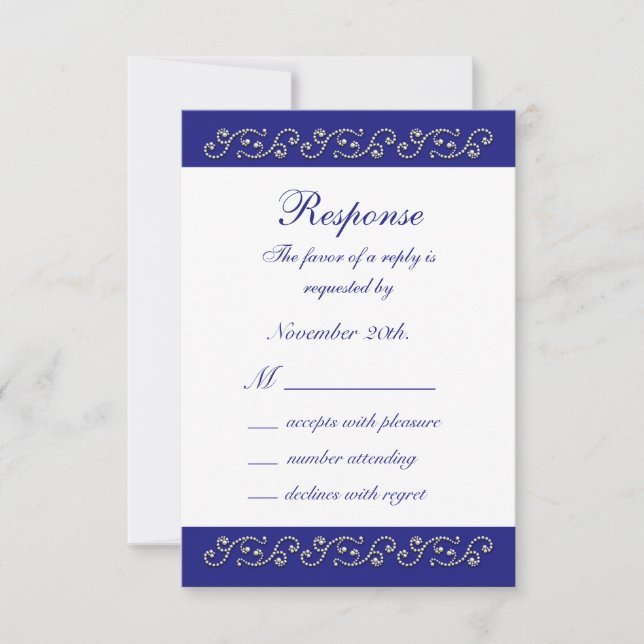 Pearls and Sapphire Blue RSVP (Front)