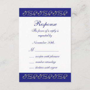 Pearls and Sapphire Blue RSVP Card