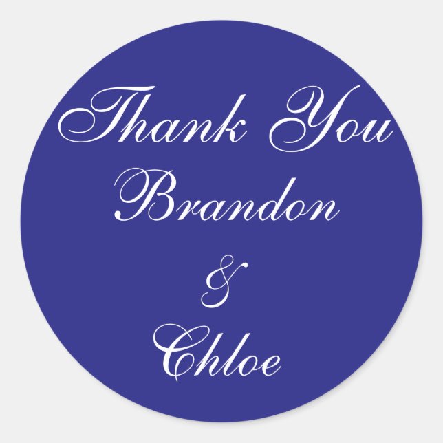 Pearls and Sapphire Blue Thank You Sticker (Front)