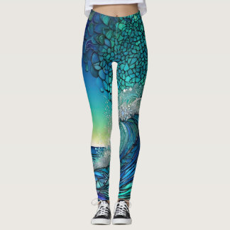 Pearls Beneath the Tide – Surreal Seascape Leggings