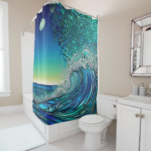 Pearls Beneath the Tide – Surreal Seascape Shower Curtain