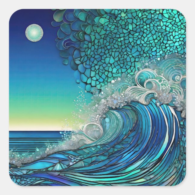 Pearls Beneath the Tide – Surreal Seascape Square Sticker (Front)