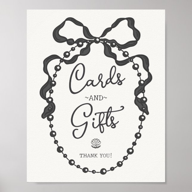Pearls Black Coquette Bow Cards & Gifts Sign (Front)