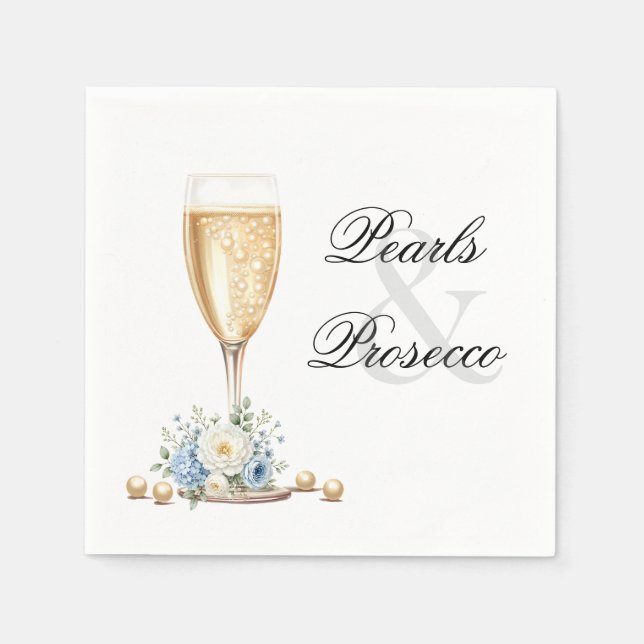 Pearls Blue Hydrangea Paper Napkins (Front)