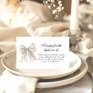 Pearls Bow Bridal Shower Recipe for the Bride Enclosure Card