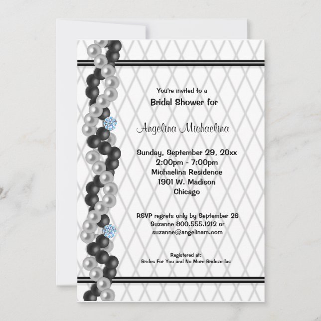 Pearls, Diamonds And Fishnet Print Invitation (Front)