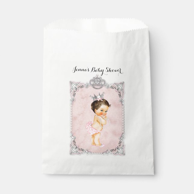 Pearls Diamonds Princess Baby Girl Blush Pink Favour Bag (Front)