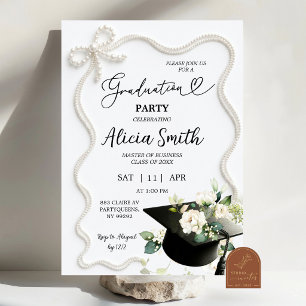 Pearls Graduation Party Invitation