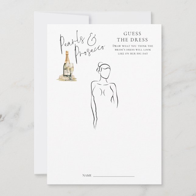 Pearls Guess the Dress Bridal Shower Game Card (Front)