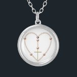 "Pearls" heart-shaped Rosary Necklace<br><div class="desc">"Pearls" heart shaped Rosary Necklace. There are no real pearls on this necklace.  Feel free to change the colour of the background via Zazzle's great customisation tools.</div>