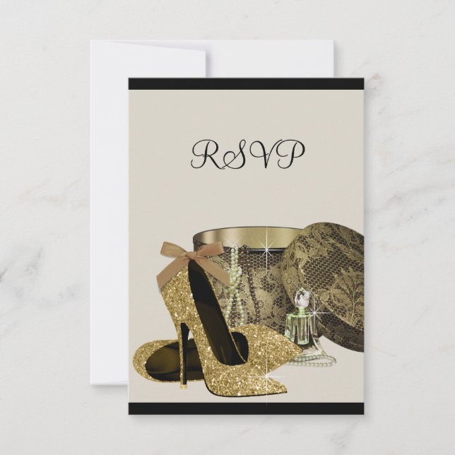 Pearls High Heel Shoes Black Gold RSVP (Front)